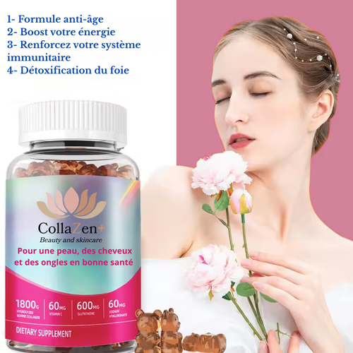 Gommes au collagène complément alimentaire peau cheveux ongles anti-âge CollaZen+